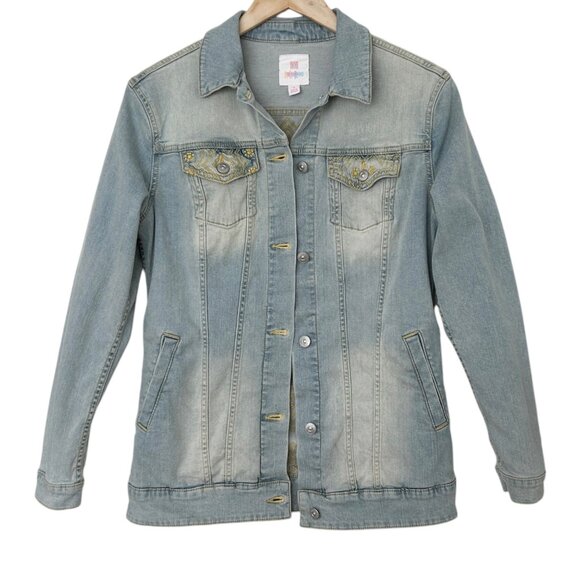 LuLaRoe Jaxon Light Wash Embroidered Denim Jacket (S) - Picture 7 of 15